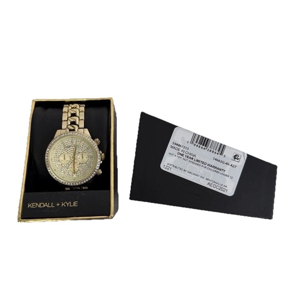 Kendall + Kylie Gold-Tone Analog Watch Crystal Bezel Women's Dress Watch NIB - Picture 5 of 7